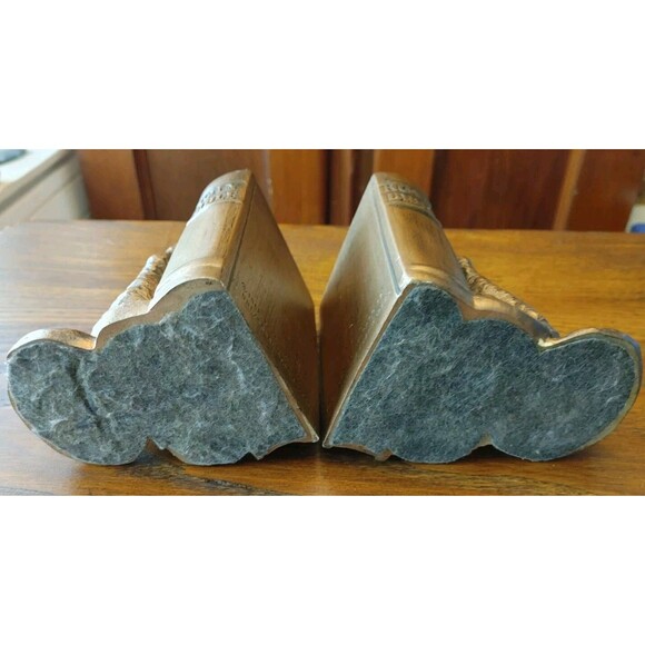 VTG Golden Praying Hands With Bible Bookends Set of 2 L/R Brass Color Finish - Picture 9 of 11